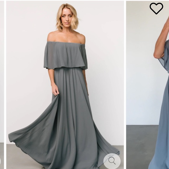 Baltic Born Sonia Off Shoulder Maxi Dress Large Dusty Blue NWT - Picture 2 of 15